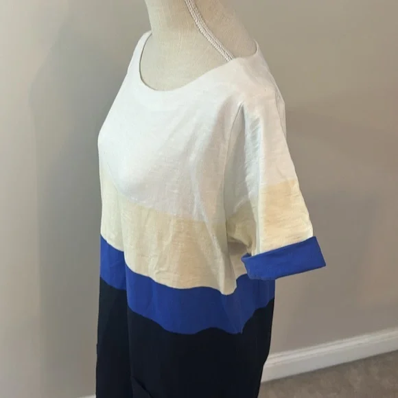JCrew 100% Cotton Short Sleeve Color Block Dress Like New! - Picture 3 of 9